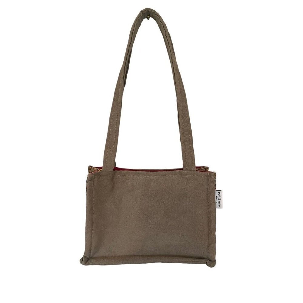 PURSEnally Yours Sm tote bag Tan paisley faux suede 2 slip pockets magnetic snap